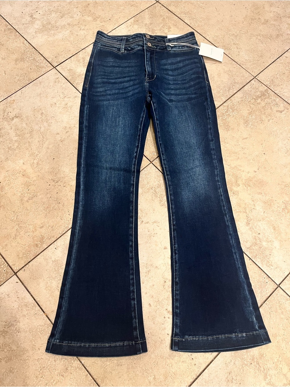 Kancan Double Button High Rise Flare  Jeans - Picture 4 of 12